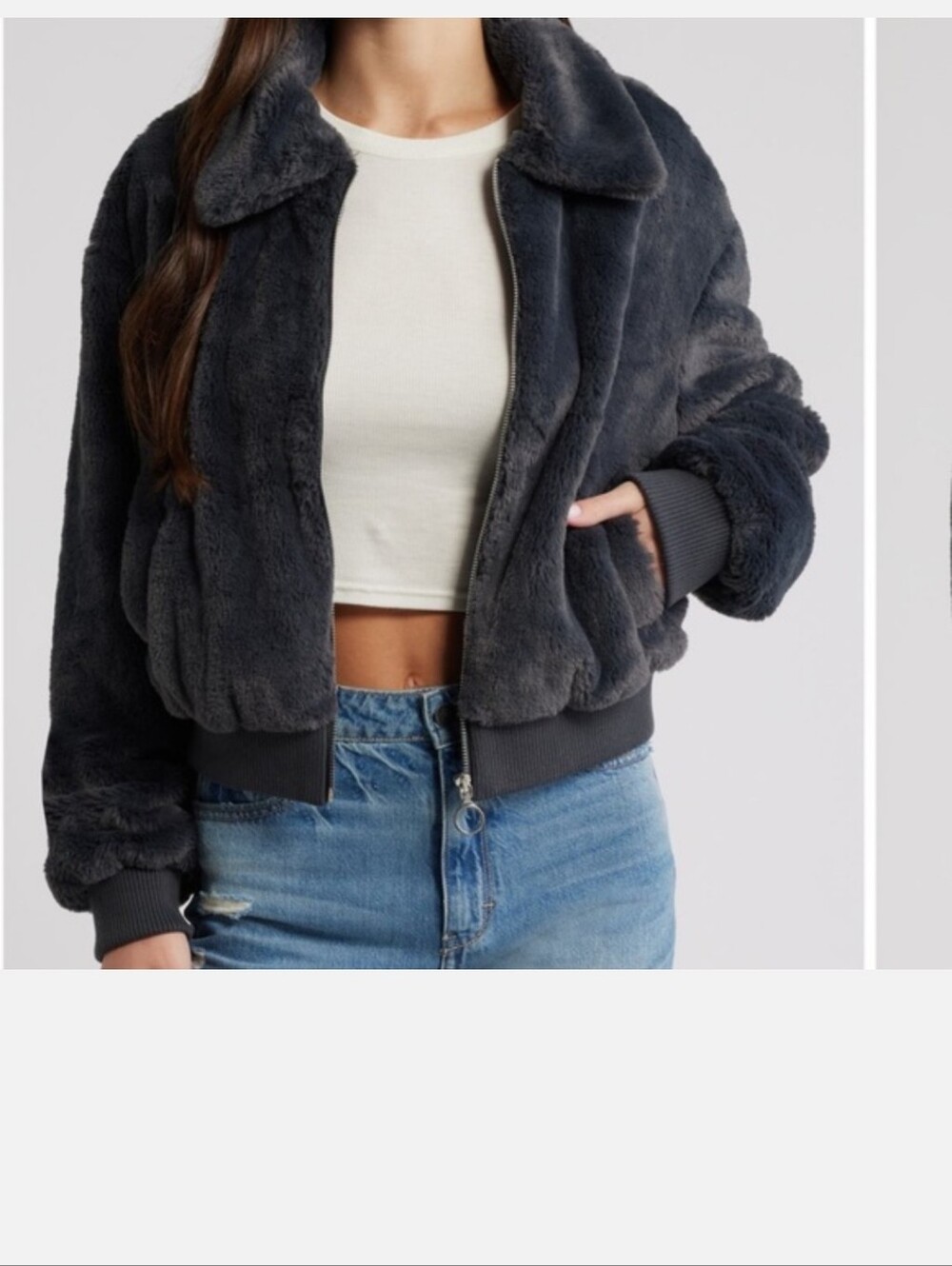 Thread & Supply Charcoal Fuzzy Zip Jacket XS New